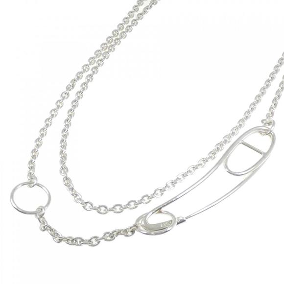 NEW Hermes Sterling Silver Chain “Punk” Safety Pin Necklace w/original box - Picture 1 of 5